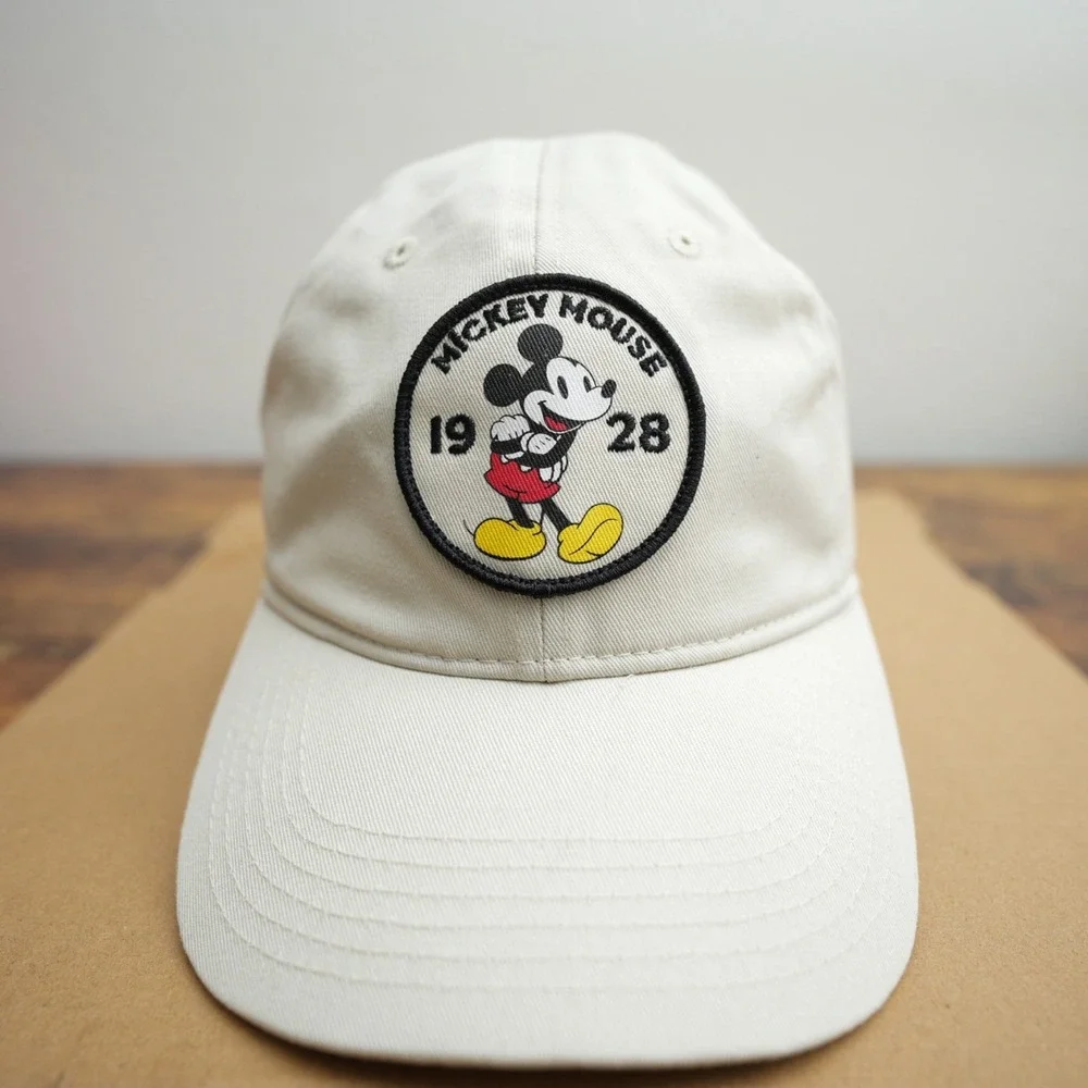 Mickey Mouse‎ Hat 1928 Hat Adjustable Adult White Embroidered Hat Cap
